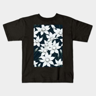 Beautiful Stylized White Flowers, for all those who love nature #176 Kids T-Shirt